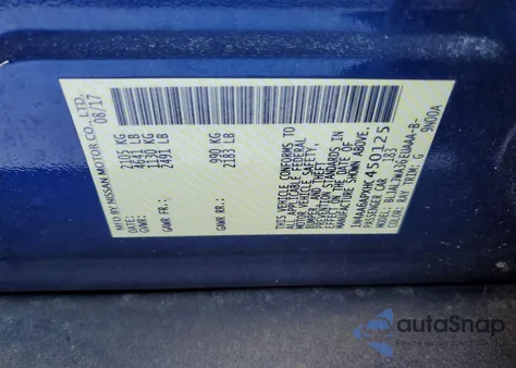 2017 Nissan Maxima 3.5S z USA, uszkodzony, nr VIN 1N4AA6APXHC450125